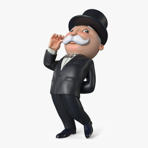 Mr Monopoly Moustache Twirl Pose 3D