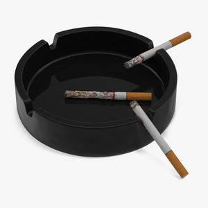 3D Smoldering Cigarette with Ashtray model