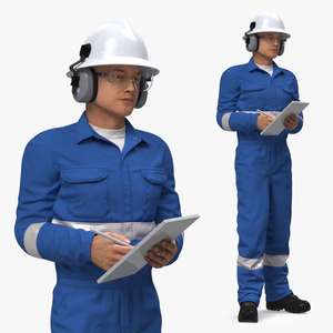 Oil Gas Worker Standing Pose Fur 3D