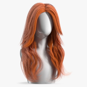 3D model Red Hair Wig Long Haircut