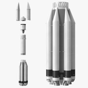 3D model Heavy Lift Launch Rocket Main Parts