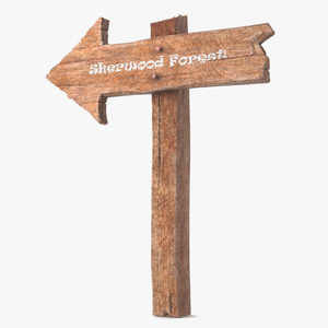 3D Aged Wooden Arrow Signpost