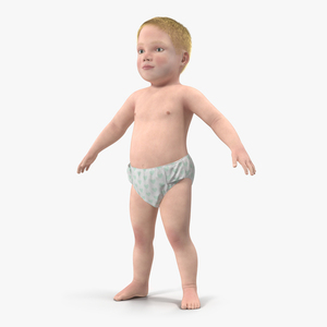 3D Small Baby Boy with Fur model