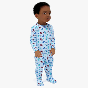 Toddler Black Boy Light Skin in Full Bodysuit Standing 3D model