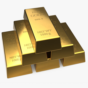 3D Gold Bullion Bars Stack model