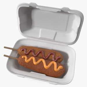 3D Corn Dog in Food Container