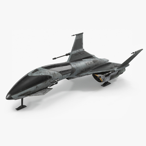 Dirty Futuristic Fighter Spaceship 3D model