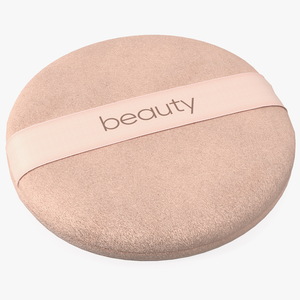 Round Powder Puff with Strap Beige 3D model