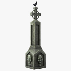 3D Raven on Halloween Tombstone model