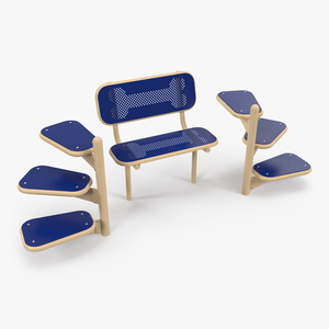 Pal Bench for Dog Park Blue 3D