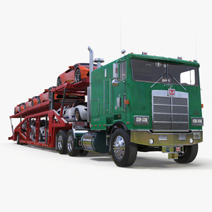 3D Marmon Truck with Car Carrier Loaded Cars