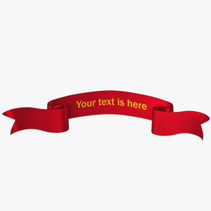 Folded Red Ribbon Banner 3D model