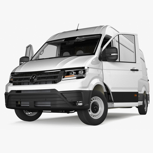 3D Volkswagen Crafter Van 2024 Long White Color Rigged