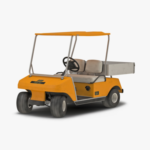 3D Golf Cart Orange Rigged model