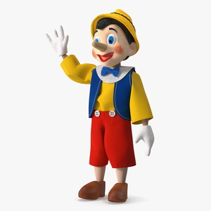 3D model Pinnochio Cartoon Character Waving Hello