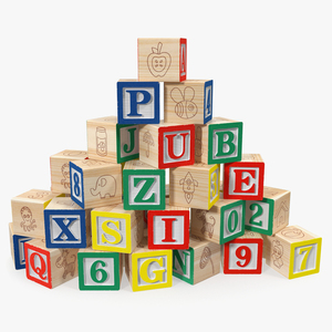 Baby Alphabet Wooden Blocks 3D