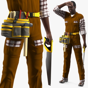 3D Afro American Carpenter model