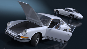 3D White Porsche 911 1968 Rigged for Cinema 4D model