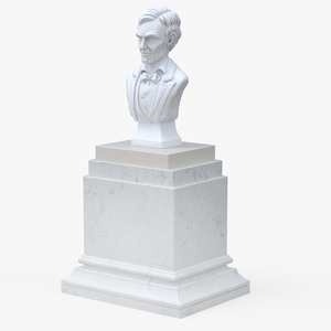 Gypsum Bust of President Lincoln on Pedestal 3D model