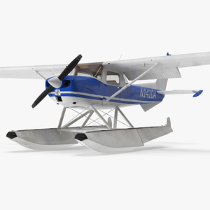 3D Seaplane with Floats Cessna 150