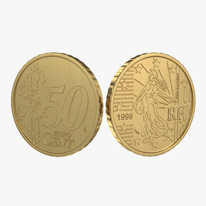 French Euro Coin 50 Cent 3D model