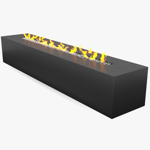 Gas Fire Pit Rectangular Marble Black 3D