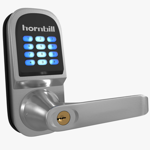 3D Hornbill Smart Lock with Keypad Door Knob Silver model