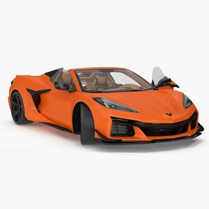 3D Orange Cabriolet 2023 Chevrolet Corvette Z06 Open Rigged