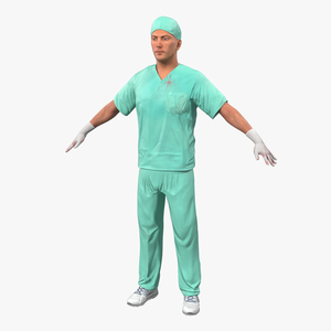 3D model Male Surgeon Caucasian with Blood 2