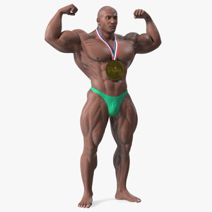 Champion Afro American Bodybuilder Man Rigged for Cinema 4D 3D model