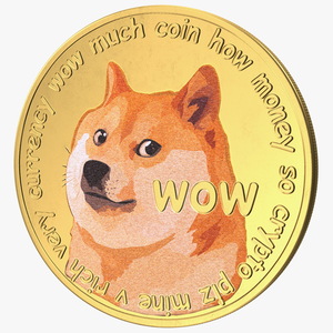 Physical Cryptocurrency Dogecoin Gold 3D