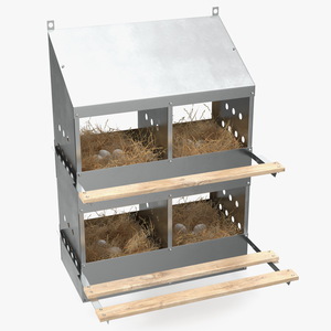 3D 4-Hole Poultry Nest Box With Chicken Eggs