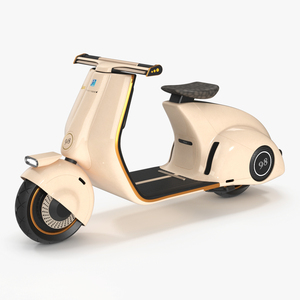 3D Beige Electric Scooter Vespa 98 Lights On