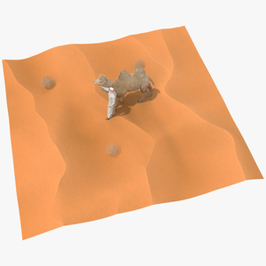 3D Arab Man with Camel on Desert Fur model