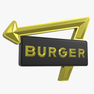 Black Gold Burger Sign 3D