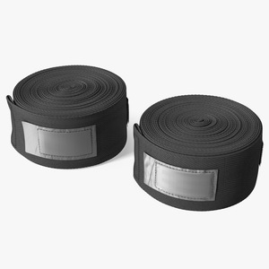 Black Boxing Hand Wrap 2 Rolls Fur 3D model