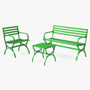 3D Metal Outdoor Furniture Set Green model