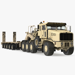 3D Oshkosh HET A1 Truck Tractor with Semi Trailer Desert Camo model