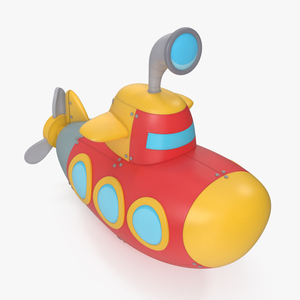 3D Cartoon Submarine Red