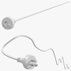 3D Type I Electric Plug White Rigged model