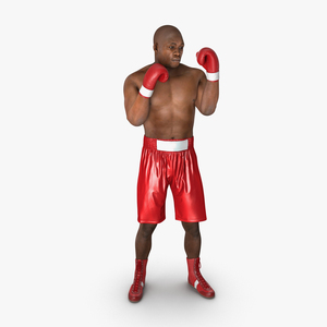 3D model African American Boxer 2 Red Suit Pose 2