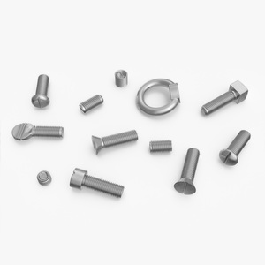 3D Chromed Steel Screw Kit model