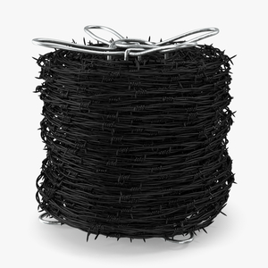 Barbed Wire Roll Black 3D