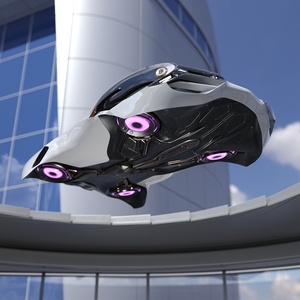 Futuristic Urban Flying Vehicle White Rigged 3D model