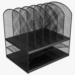 3D Black Mesh Tray Desktop Organizer model