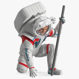 Next Gen Spacesuit on Astronaut Crawling Pose Fur 3D model