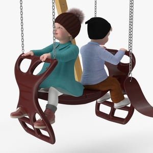 3D Boy and Girl on Swing