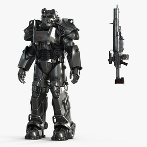 3D model Fallout Power Armor T 60 with Rifle