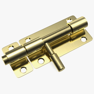 Door Latch Sliding Lock Brass 3D model