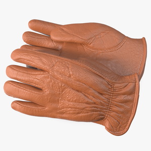 Vintage Light Tan Leather Gloves 3D